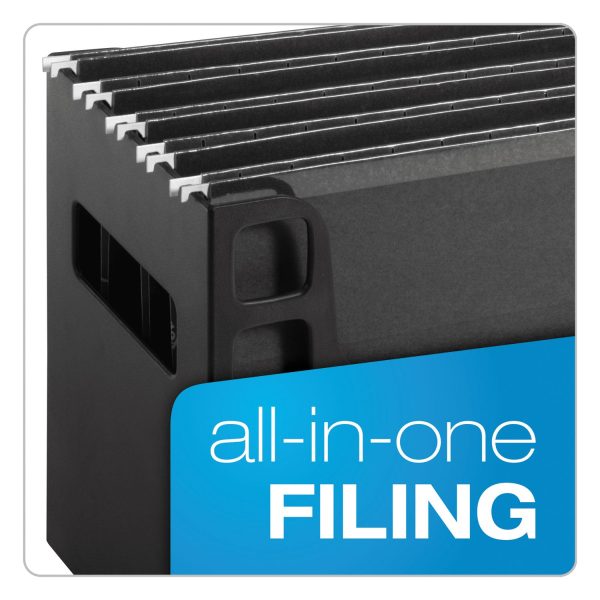 Desktop File With Hanging Folders, Letter Size, 6  Long, Black Hot on Sale - Image 2