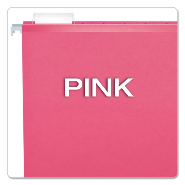 Colored Reinforced Hanging Folders, Letter Size, 1 5-Cut Tabs, Pink, 25 Box Online now - Image 3