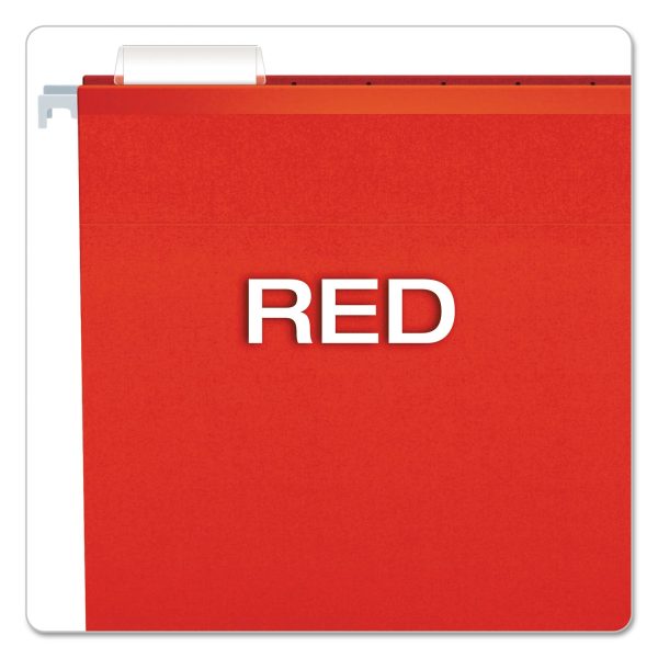 Colored Reinforced Hanging Folders, Letter Size, 1 5-Cut Tabs, Red, 25 Box Sale - Image 3