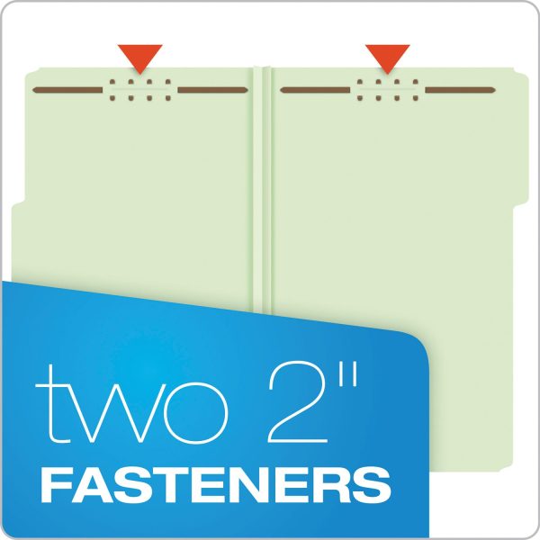 Heavy-Duty Pressboard Folders with Embossed Fasteners, 1 3-Cut Tabs, 3  Expansion, 2 Fasteners, Legal Size, Green, 25 Box For Cheap - Image 3