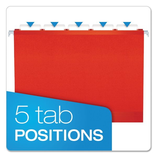 Colored Reinforced Hanging Folders, Letter Size, 1 5-Cut Tabs, Red, 25 Box Sale - Image 4