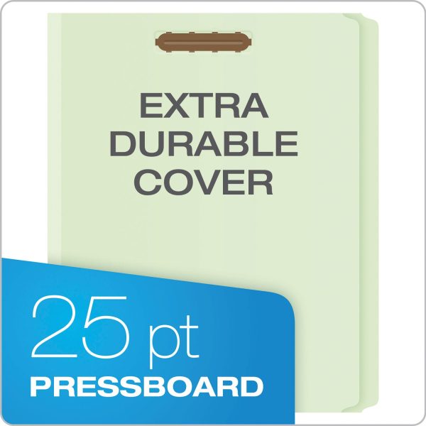Heavy-Duty Pressboard Folders with Embossed Fasteners, Straight Tabs, 2  Expansion, 2 Fasteners, Letter Size, Green, 25 Box Supply - Image 2
