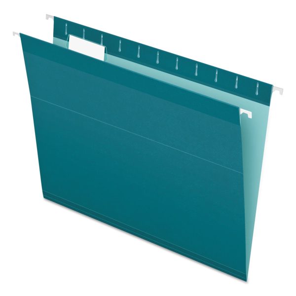 Colored Reinforced Hanging Folders, Letter Size, 1 5-Cut Tabs, Teal, 25 Box Hot on Sale