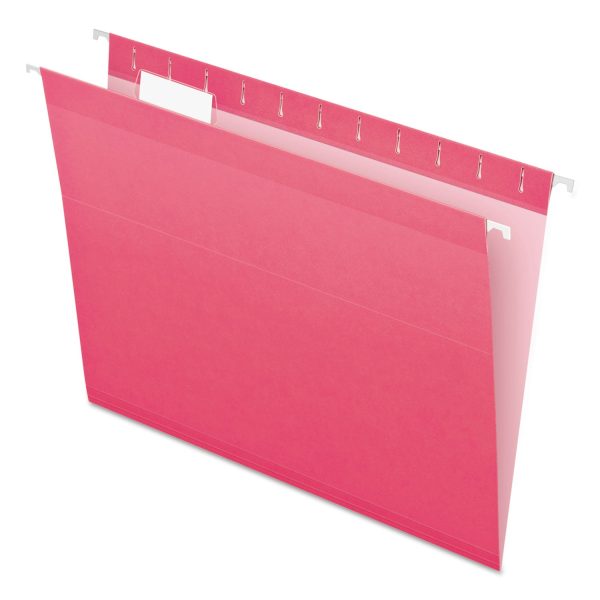 Colored Reinforced Hanging Folders, Letter Size, 1 5-Cut Tabs, Pink, 25 Box Online now