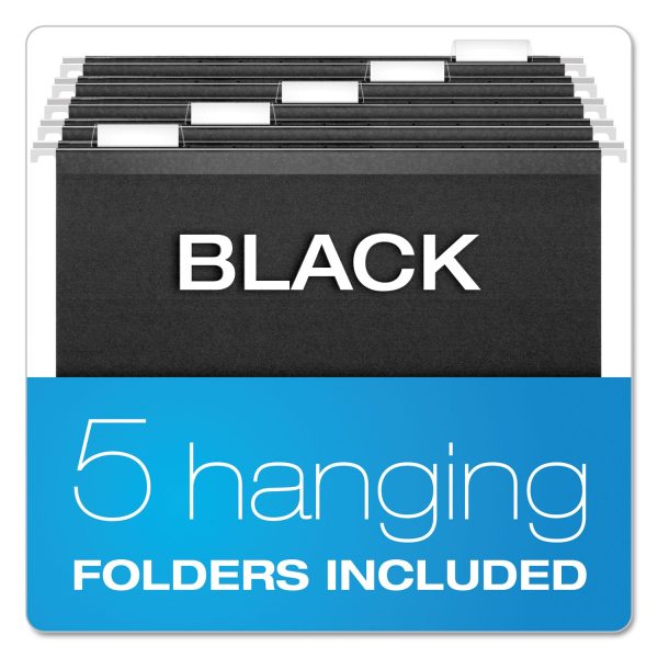 Desktop File With Hanging Folders, Letter Size, 6  Long, Black Hot on Sale - Image 3