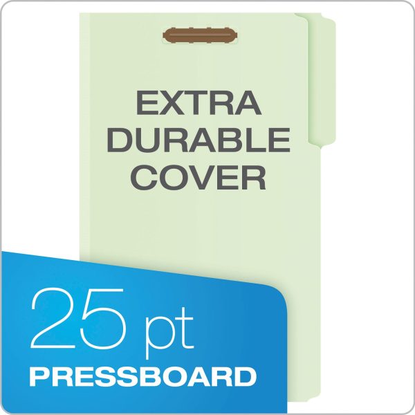 Heavy-Duty Pressboard Folders with Embossed Fasteners, 1 3-Cut Tabs, 3  Expansion, 2 Fasteners, Legal Size, Green, 25 Box For Cheap - Image 2