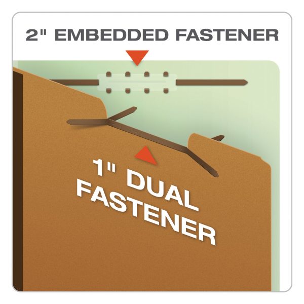 End Tab Classification Folders, 2  Expansion, 2 Dividers, 6 Fasteners, Legal Size, Pale Green Exterior, 10 Box Fashion - Image 5