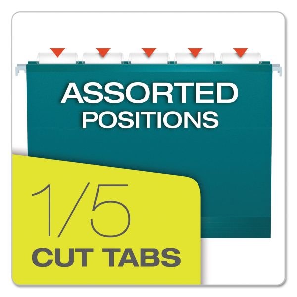 Colored Reinforced Hanging Folders, Letter Size, 1 5-Cut Tabs, Teal, 25 Box Hot on Sale - Image 4