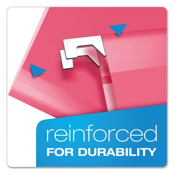 Colored Reinforced Hanging Folders, Letter Size, 1 5-Cut Tabs, Pink, 25 Box Online now - Image 2
