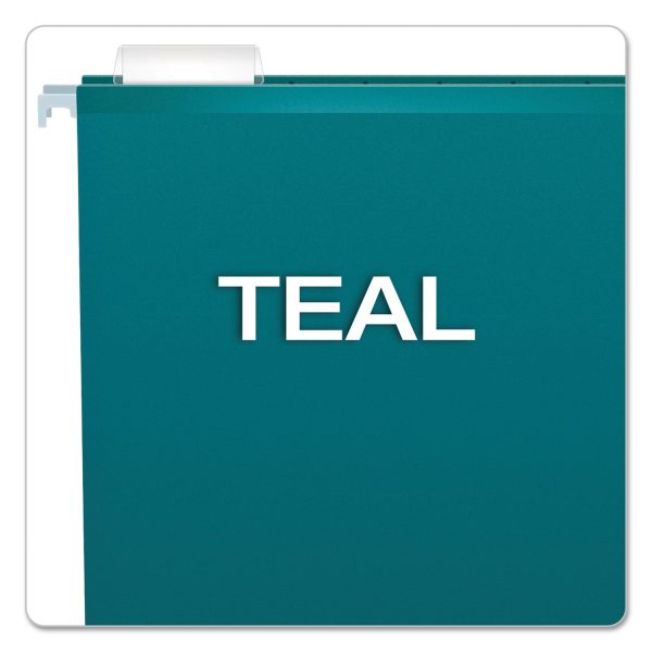 Colored Reinforced Hanging Folders, Letter Size, 1 5-Cut Tabs, Teal, 25 Box Hot on Sale - Image 3