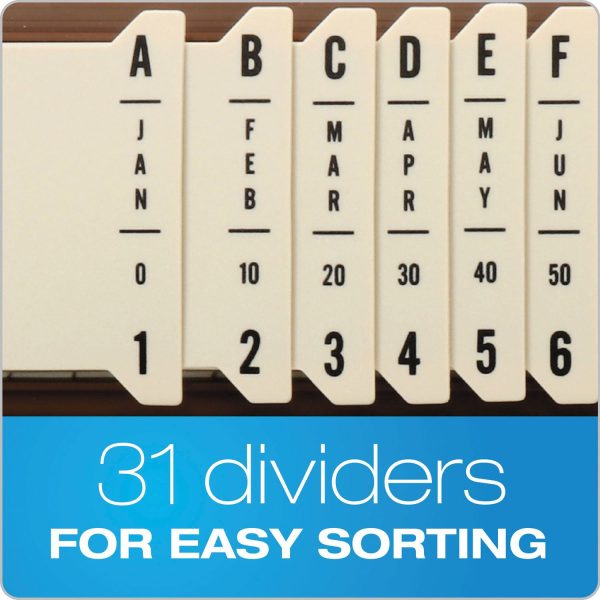 General Purpose Indexed Sorter, 31 Dividers, Alpha Numeric Month Date Day Index, Letter Size, Brown Frame Online Sale - Image 2