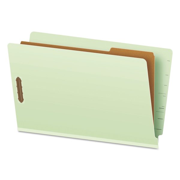 End Tab Classification Folders, 2  Expansion, 1 Divider, 4 Fasteners, Legal Size, Pale Green Exterior, 10 Box Online Hot Sale