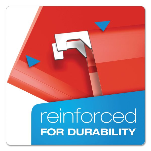 Colored Reinforced Hanging Folders, Letter Size, 1 5-Cut Tabs, Red, 25 Box Sale - Image 2