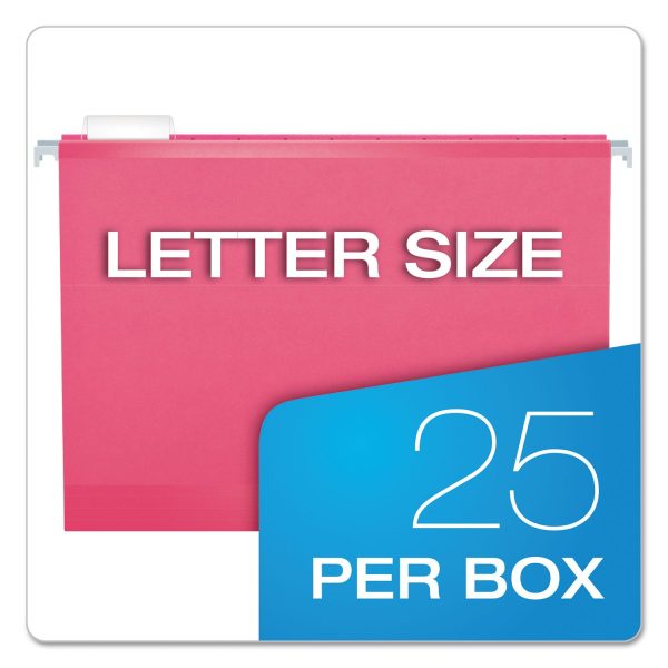 Colored Reinforced Hanging Folders, Letter Size, 1 5-Cut Tabs, Pink, 25 Box Online now - Image 5