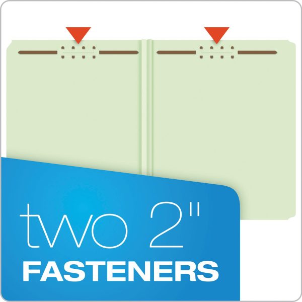 Heavy-Duty Pressboard Folders with Embossed Fasteners, Straight Tabs, 2  Expansion, 2 Fasteners, Letter Size, Green, 25 Box Supply - Image 3