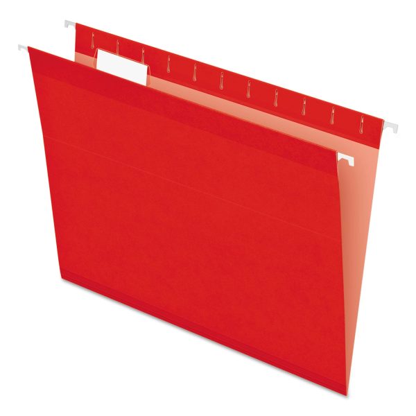 Colored Reinforced Hanging Folders, Letter Size, 1 5-Cut Tabs, Red, 25 Box Sale