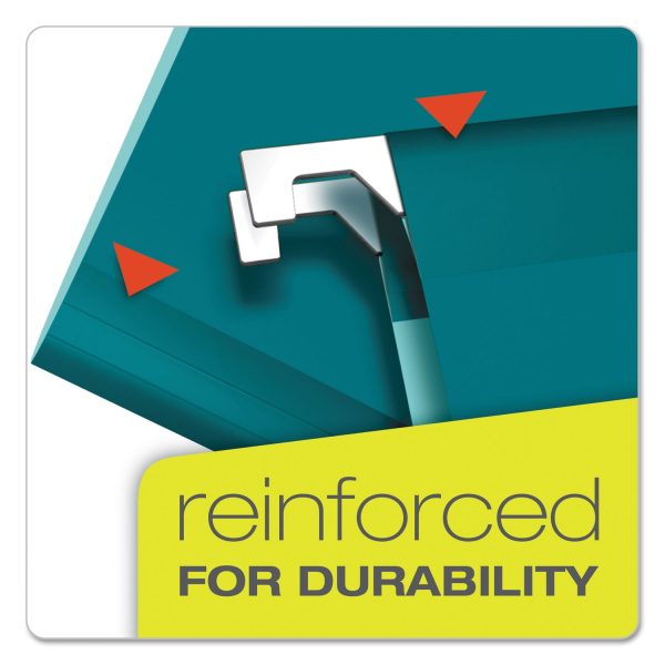 Colored Reinforced Hanging Folders, Letter Size, 1 5-Cut Tabs, Teal, 25 Box Hot on Sale - Image 2