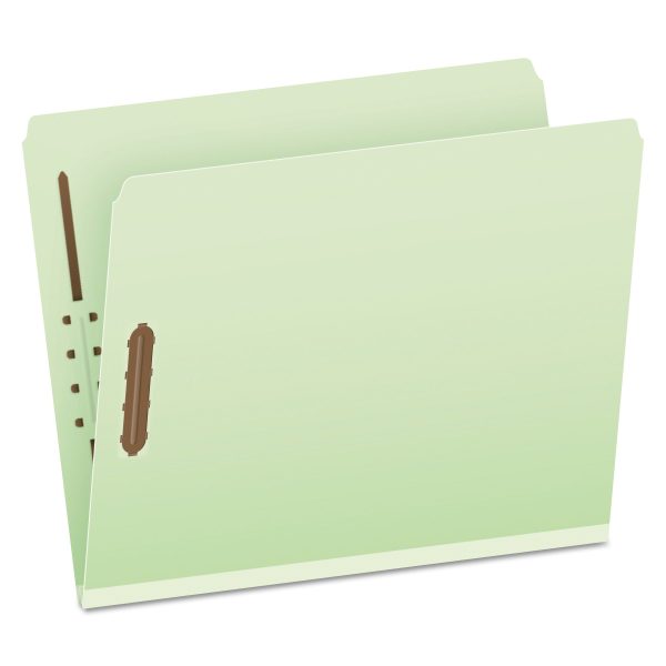 Heavy-Duty Pressboard Folders with Embossed Fasteners, Straight Tabs, 2  Expansion, 2 Fasteners, Letter Size, Green, 25 Box Supply