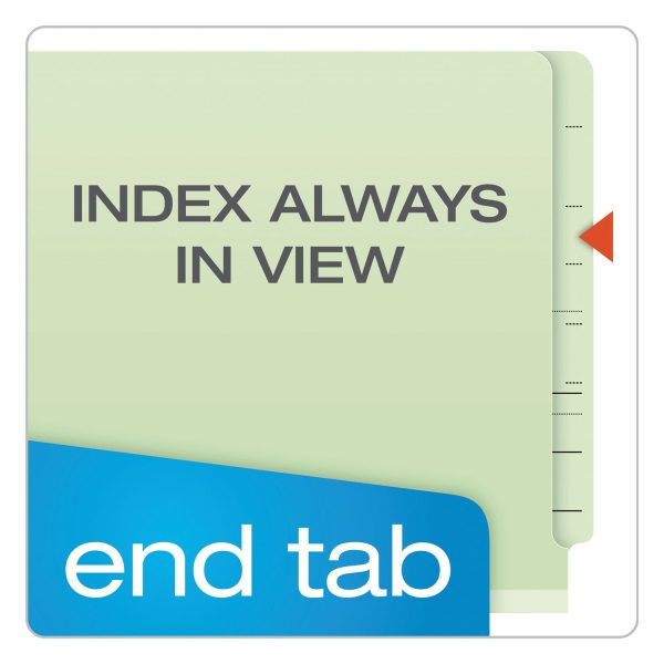 End Tab Classification Folders, 2  Expansion, 2 Dividers, 6 Fasteners, Legal Size, Pale Green Exterior, 10 Box Fashion - Image 2