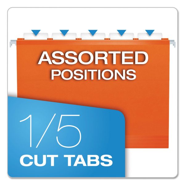 Colored Reinforced Hanging Folders, Letter Size, 1 5-Cut Tabs, Orange, 25 Box For Cheap - Image 4