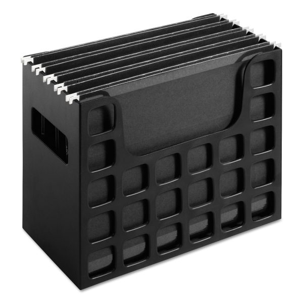 Desktop File With Hanging Folders, Letter Size, 6  Long, Black Hot on Sale