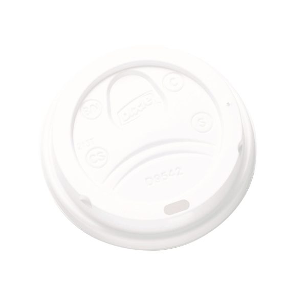 Dome Drink-Thru Lids, Fits 10 oz to 20 oz Dixie Paper Hot Cups, White, 100 Pack Hot on Sale
