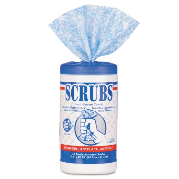 Hand Cleaner Towels, 1-Ply, 10 x 12, Citrus, Blue White, 30 Canister Online now - Image 2