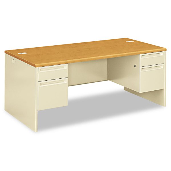 38000 Series Double Pedestal Desk, 72  x 36  x 29.5 , Harvest Putty Online Sale