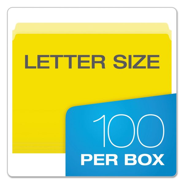 Colored File Folders, Straight Tabs, Letter Size, Yellow Light Yellow, 100 Box Cheap - Image 5