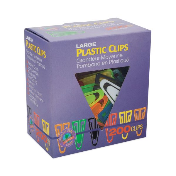 Plastic Paper Clips, Large, Smooth, Assorted Colors, 200 Box For Discount - Image 3
