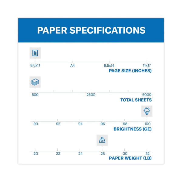 Premium Color Copy Print Paper, 100 Bright, 28 lb Bond Weight, 8.5 x 11, Photo White, 500 Ream For Sale - Image 3