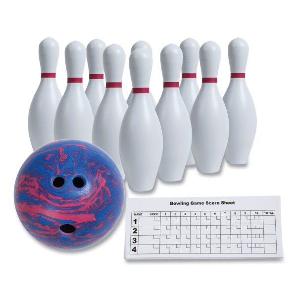 Bowling Set, Plastic Rubber, White, 10 Bowling Pins, 1 Bowling Ball Cheap