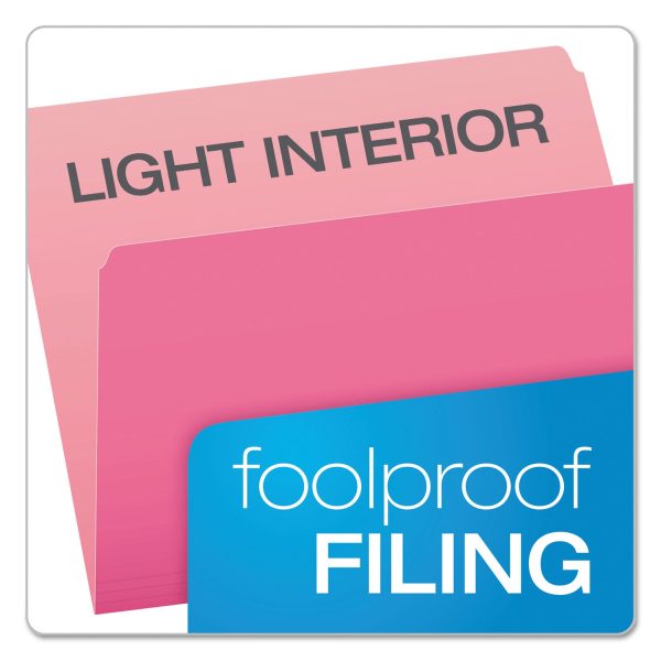 Colored File Folders, Straight Tabs, Letter Size, Pink Light Pink, 100 Box Cheap - Image 3