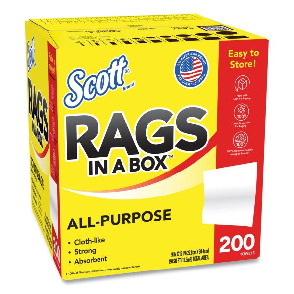 Rags in a Box, POP-UP Box, 12 x 9, White, 200 Box Hot on Sale