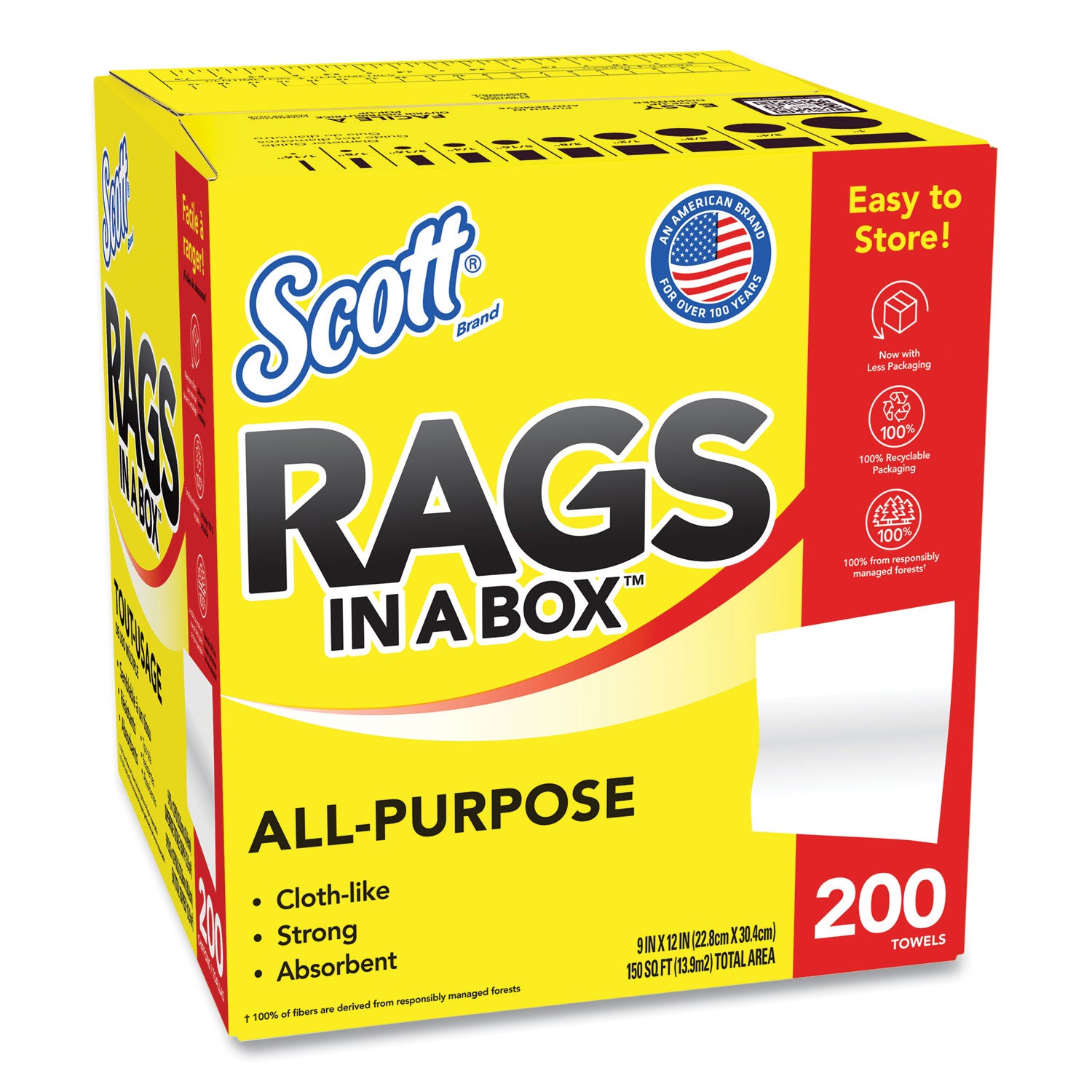 Rags in a Box, POP-UP Box, 12 x 9, White, 200 Box Hot on Sale