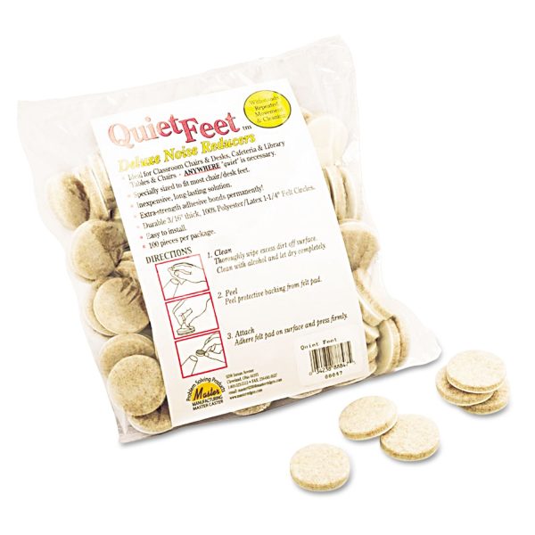 Quiet Feet Deluxe Noise Reducers, 1.25  dia, Circular, Beige, 100 Pack Online - Image 2