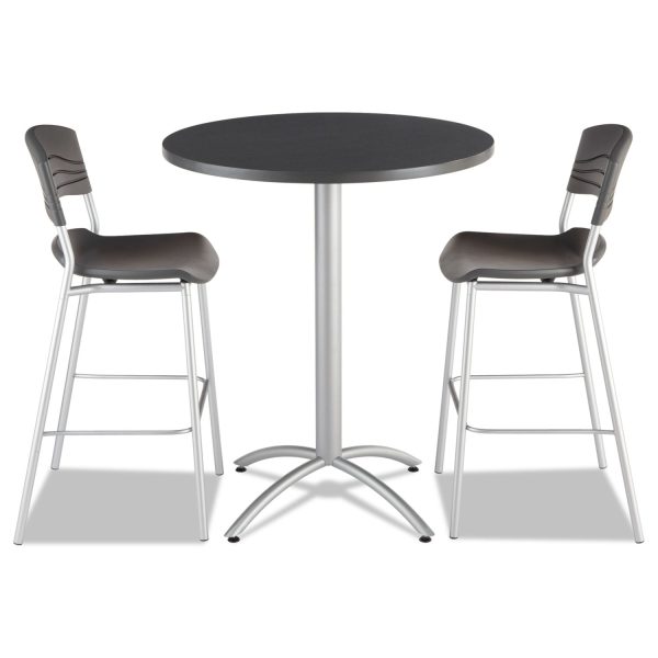 CafeWorks Table, Bistro-Height, Round, 36  x 42 , Graphite Granite Top, Silver Base Online now - Image 2