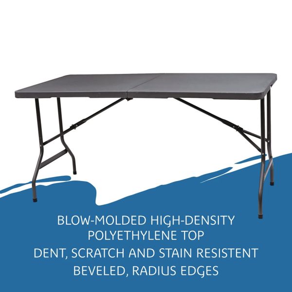 IndestrucTable Classic Bi-Folding Table, Rectangular, 60  x 30  x 29 , Charcoal Online Hot Sale - Image 4