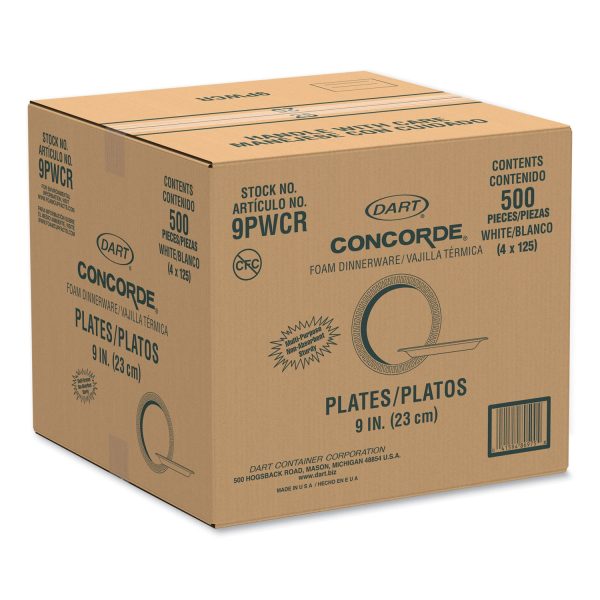 Concorde Foam Plate, 9  dia, White, 125 Pack, 4 Packs Carton For Sale - Image 4