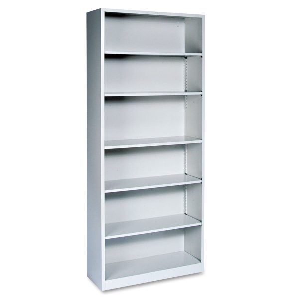 Metal Bookcase, Six-Shelf, 34.5w x 12.63d x 81.13h, Light Gray on Sale
