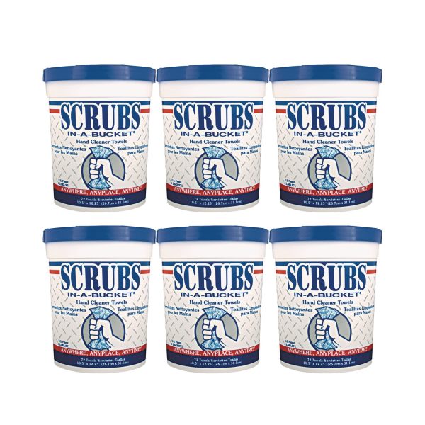 Hand Cleaner Towels, 1-Ply, 10 x 12, Citrus, Blue White, 72 Bucket, 6 Buckets Carton Cheap