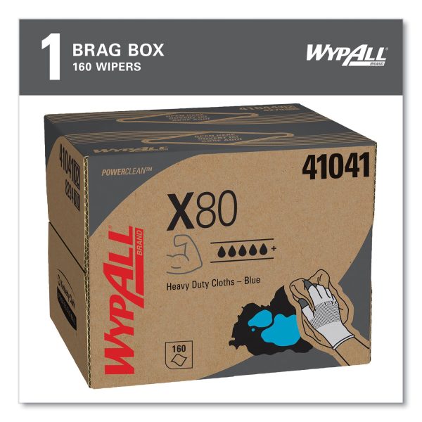 Power Clean X80 Heavy Duty Cloths, 11.1 x 16.8, Blue, 160 Wipers Carton For Sale - Image 2