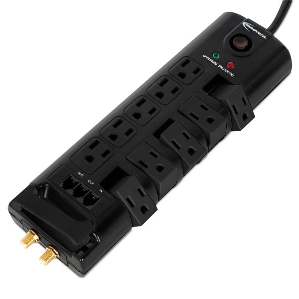 Surge Protector, 10 AC Outlets, 6 ft Cord, 2,880 J, Black Online Hot Sale