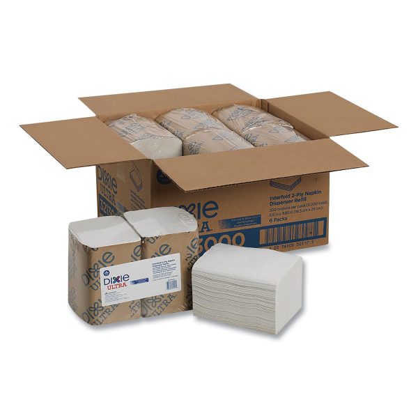 Interfold Napkin Refills, 2 Ply, 6 1 2x9 7 8, White, 500 Pk, 6 Pack Ctn For Sale - Image 3