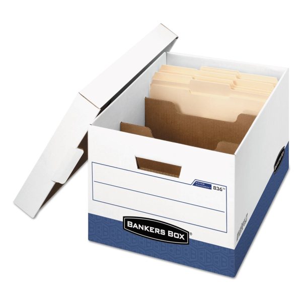R-KIVE Heavy-Duty Storage Boxes with Dividers, Letter Legal Files, 12.75  x 16.5  x 10.38 , White Blue, 12 Carton Hot on Sale