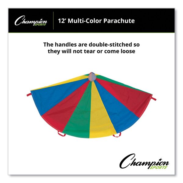 Nylon Multicolor Parachute, 12 ft dia, 12 Handles For Sale - Image 4