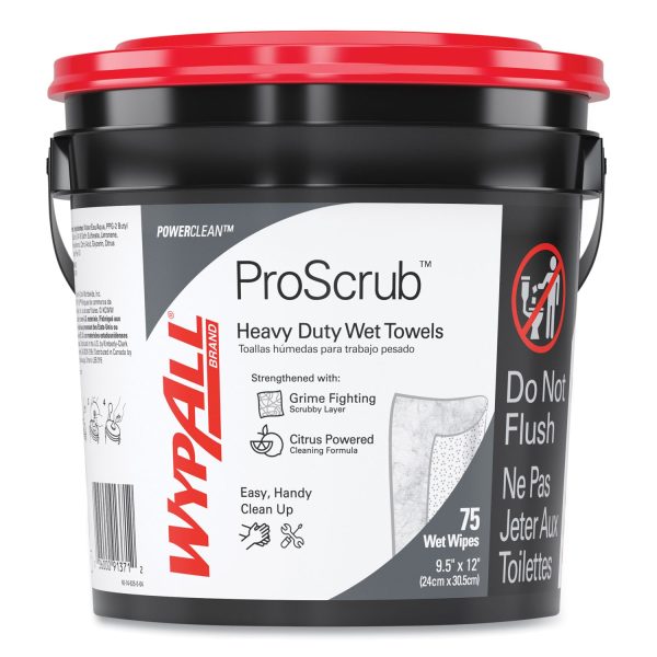 Power Clean ProScrub Pre-Saturated Wipes, 9.5 x 12, Citrus Scent, Green, 75 Bucket, 6 Buckets Carton Online now - Image 2