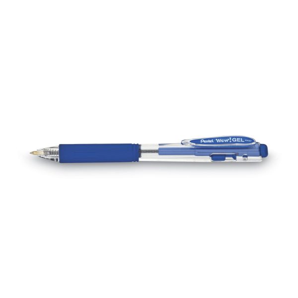 WOW! Gel Pen, Retractable, Medium 0.7 mm, Blue Ink, Clear Blue Barrel, Dozen Supply - Image 4
