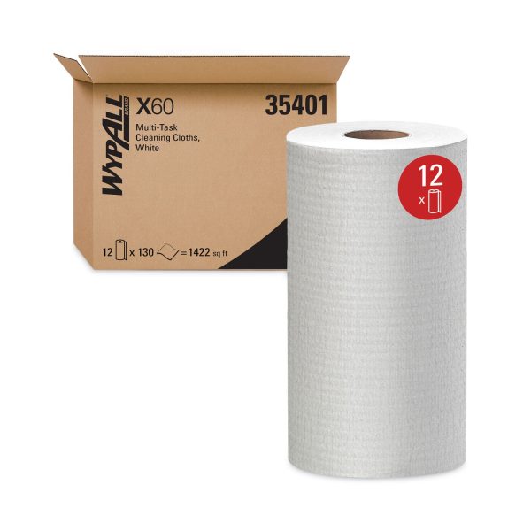 General Clean X60 Cloths, Small Roll, 9.8 x 13.4, White, 130 Roll, 12 Rolls Carton Supply - Image 2