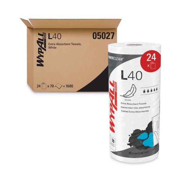 L40 Towels, Small Roll, 10.4 x 11, White, 70 Roll, 24 Rolls Carton Supply - Image 3